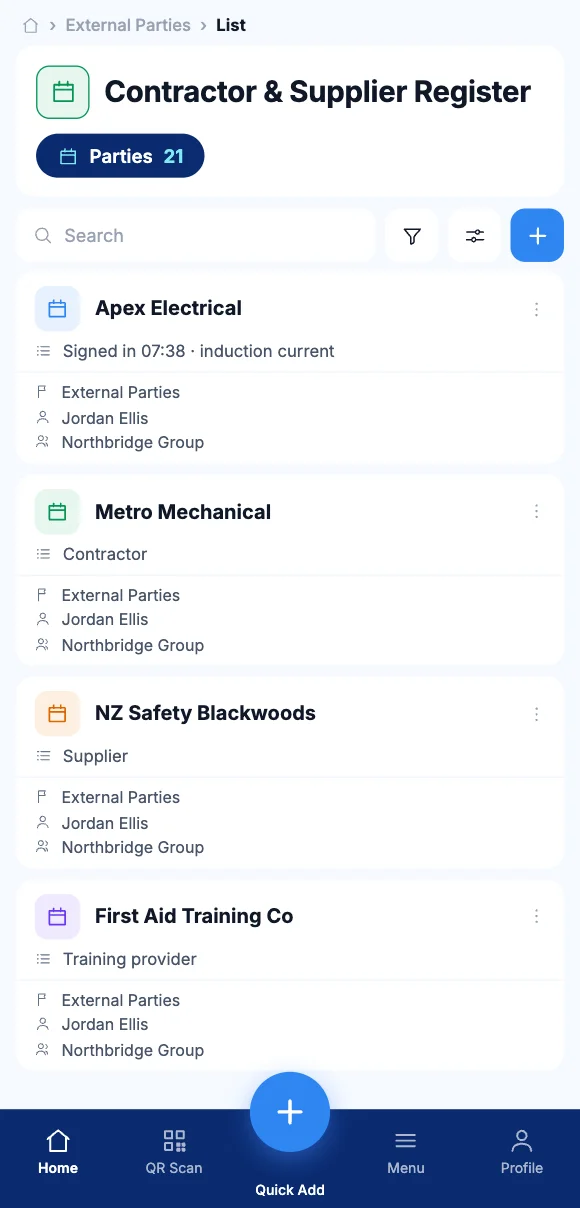 Contractor records on the Teammate App mobile app