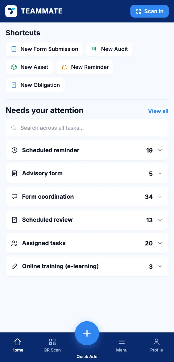 Signing off an internal quality review in the Teammate App