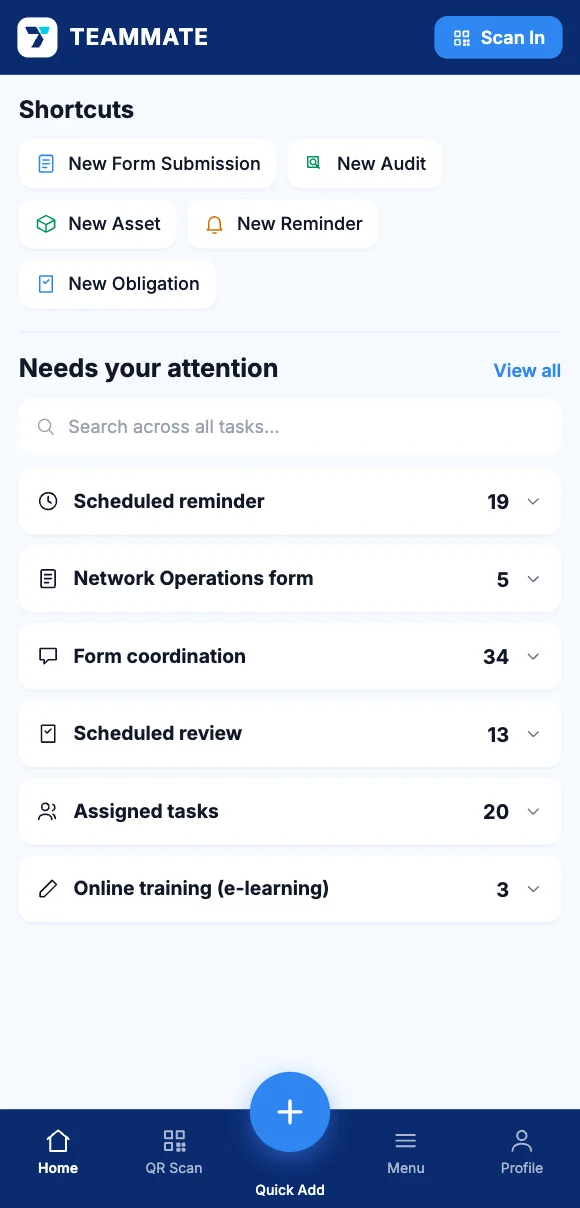 Working offline at a remote site in the Teammate App